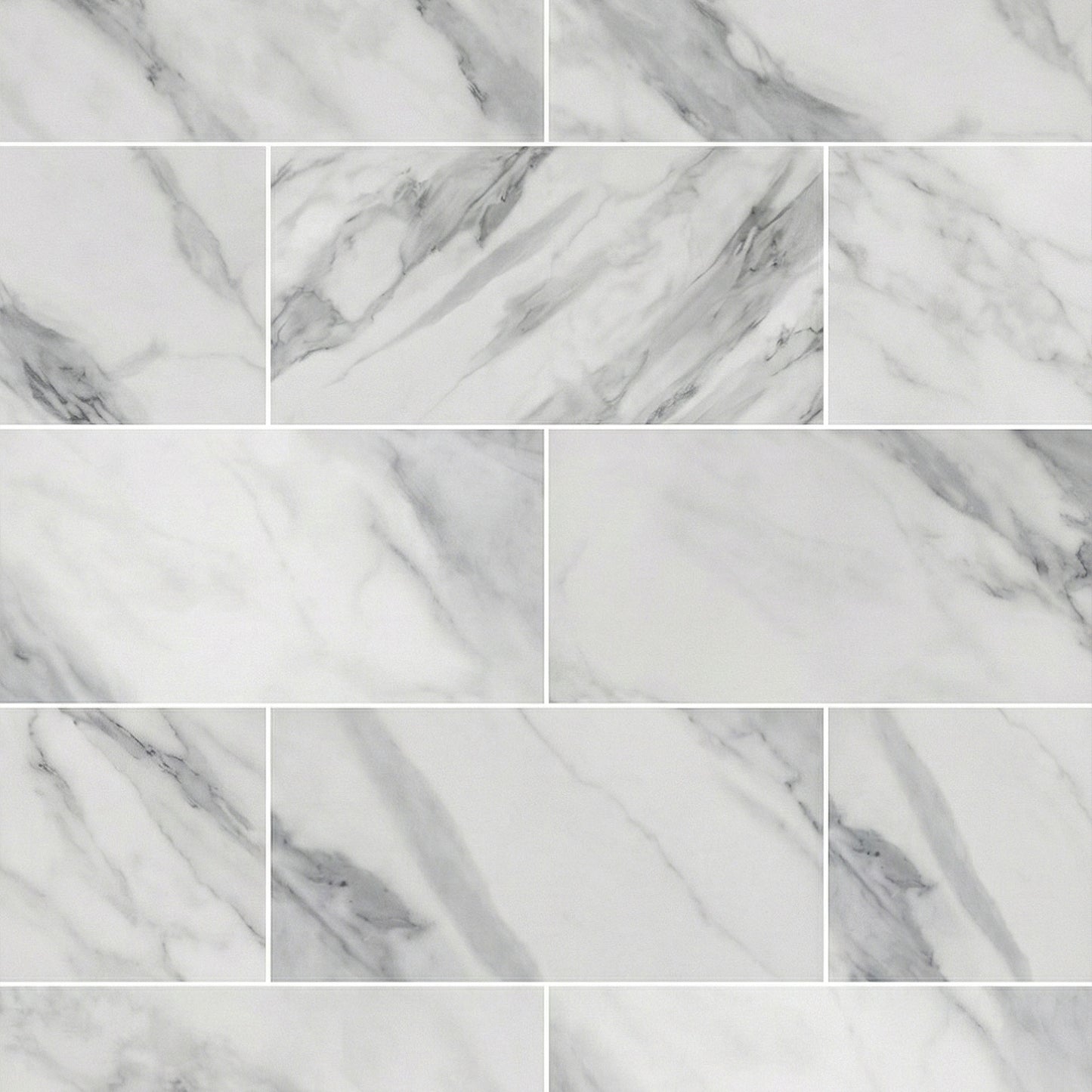 White Gloss Marble - Luxe Vision Pre-Grouted 5.5mm Stone Embossed UV Coated Sample (XT-3996)