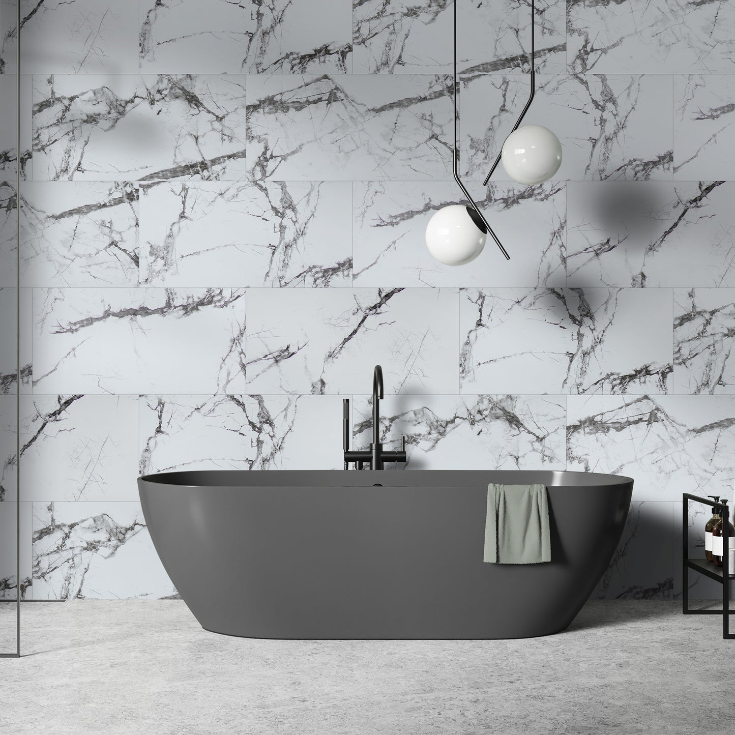 White Marble - Luxe Vision SPC 4mm UV Resistant Coating Wall Panelling Sample - LT-2661 (SKU-345284)