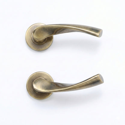 Superior Vega Lever on Round Rose Bathroom Handle Set - Antique Brass