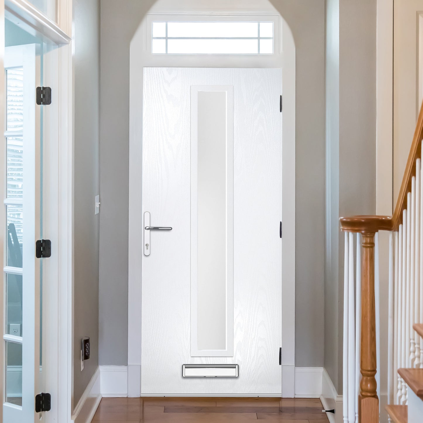 Fryton Anthracite Pre-Hung Satin Obscure Glass Composite Front Door Set