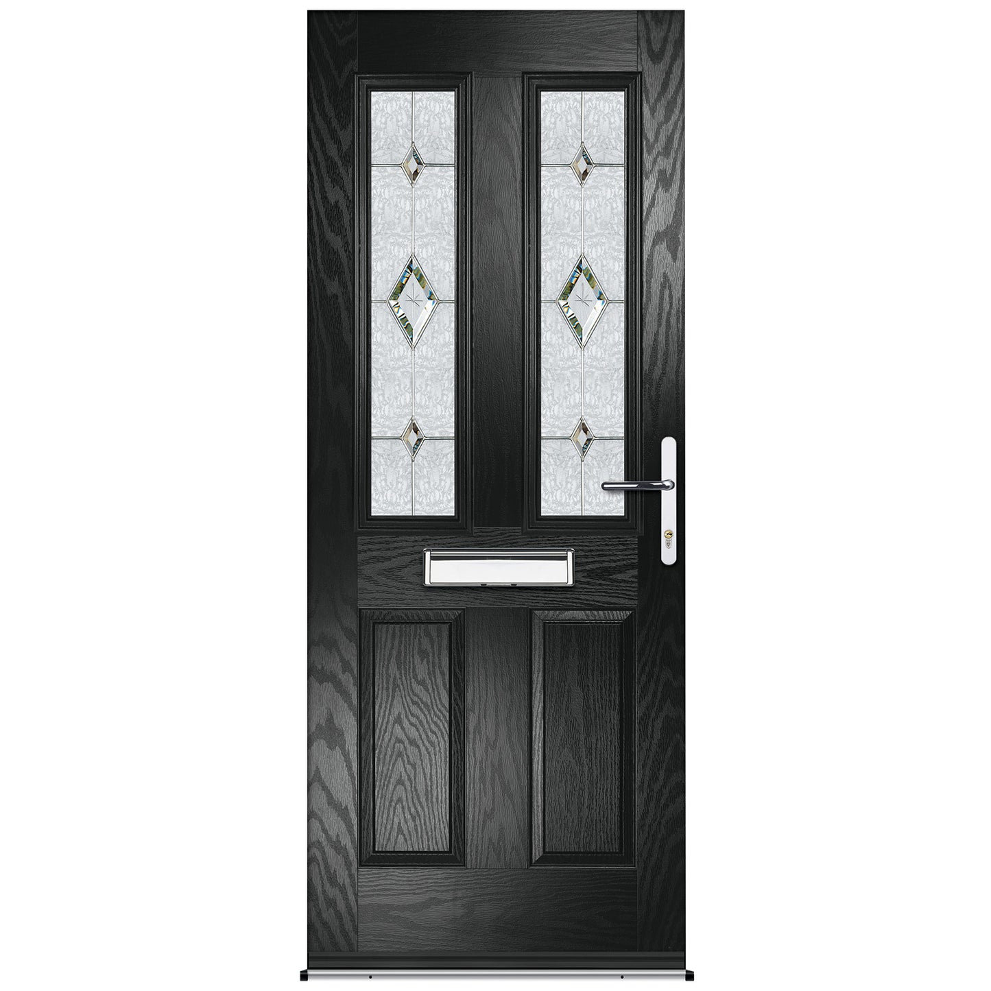 Charlwood Black Pre-Hung Tivoli Glass Composite Front Door Set