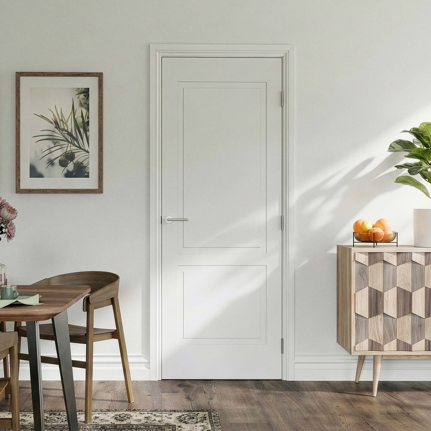 White Internal Lifestyle Moulded Smooth Shallow Groove 2 Panel Door (124298)