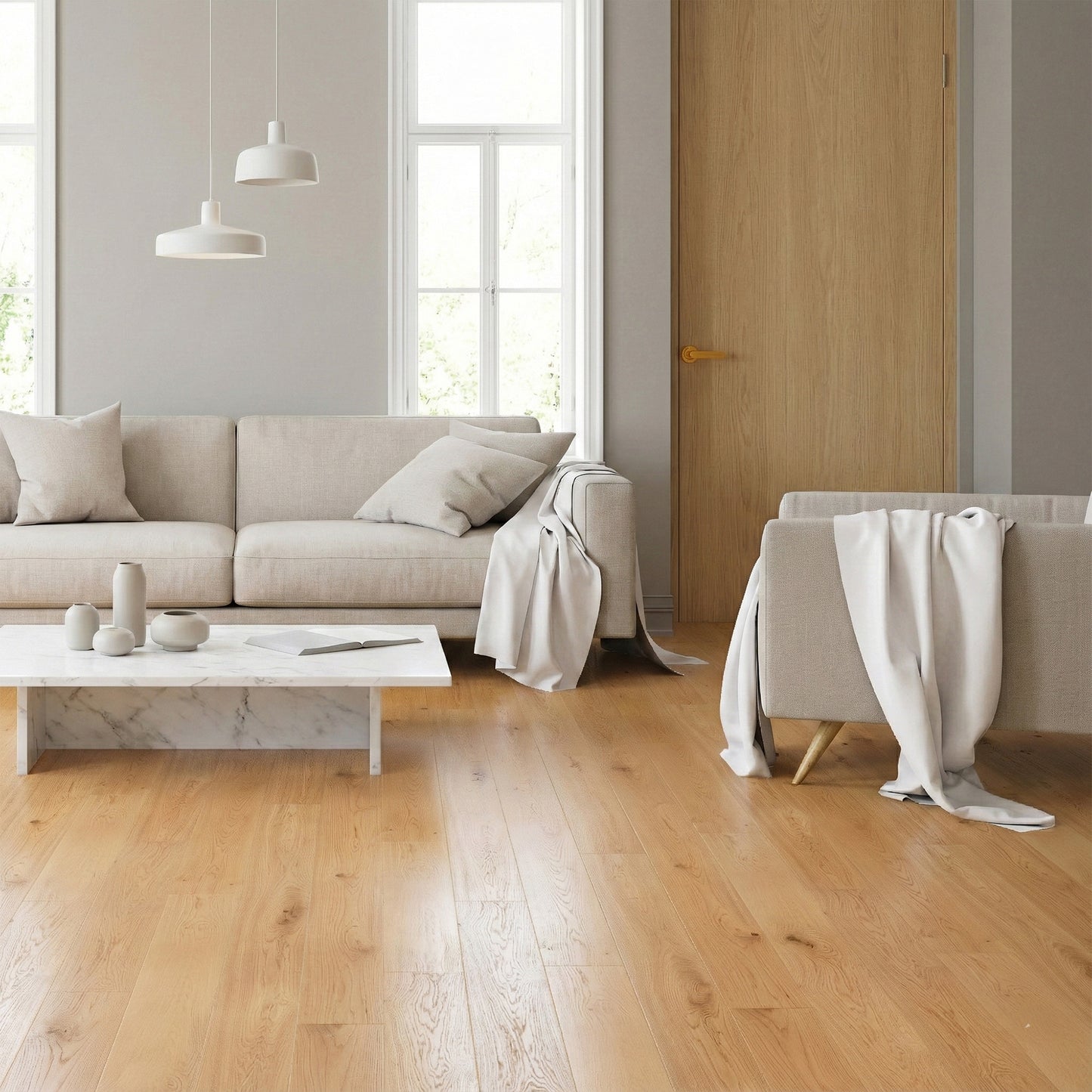 Natural Oak - 14mm UV Lacquered Engineered Real Wood Flooring