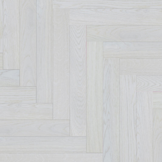 Ivory Oak - Herringbone 14mm UV Lacquered Engineered Real Wood Sample
