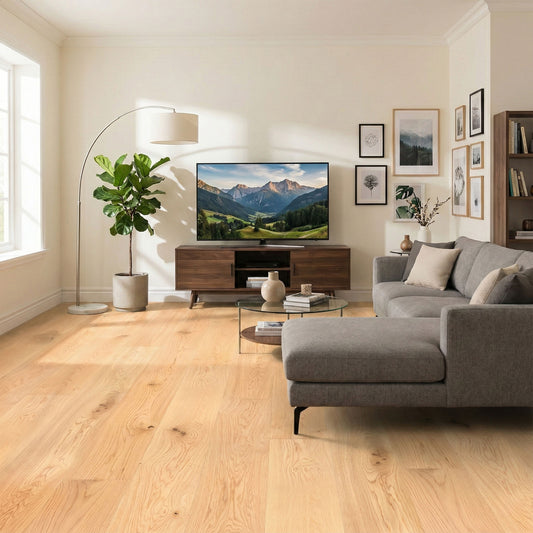 Natural Oak - Herringbone 18mm UV Lacquered Solid Real Wood Flooring