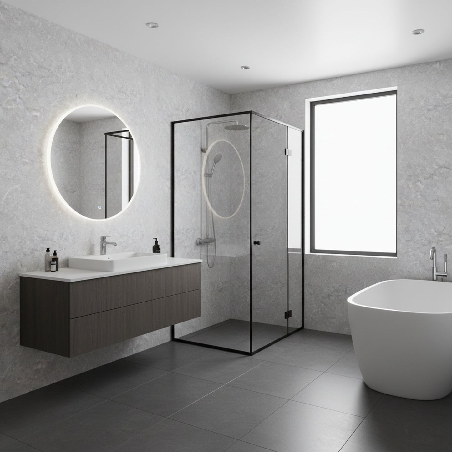 Grey Concrete - PVC Gloss Waterproof Wall Panelling (SP6)