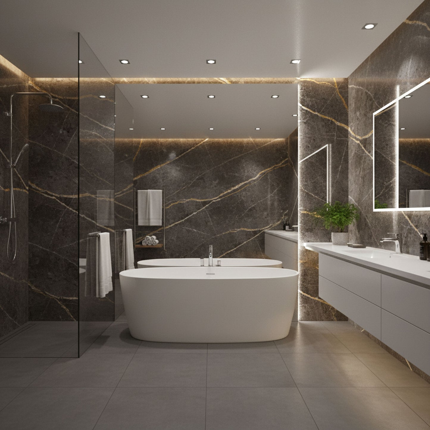 Blue Quartz - PVC Gloss Waterproof Wall Panelling