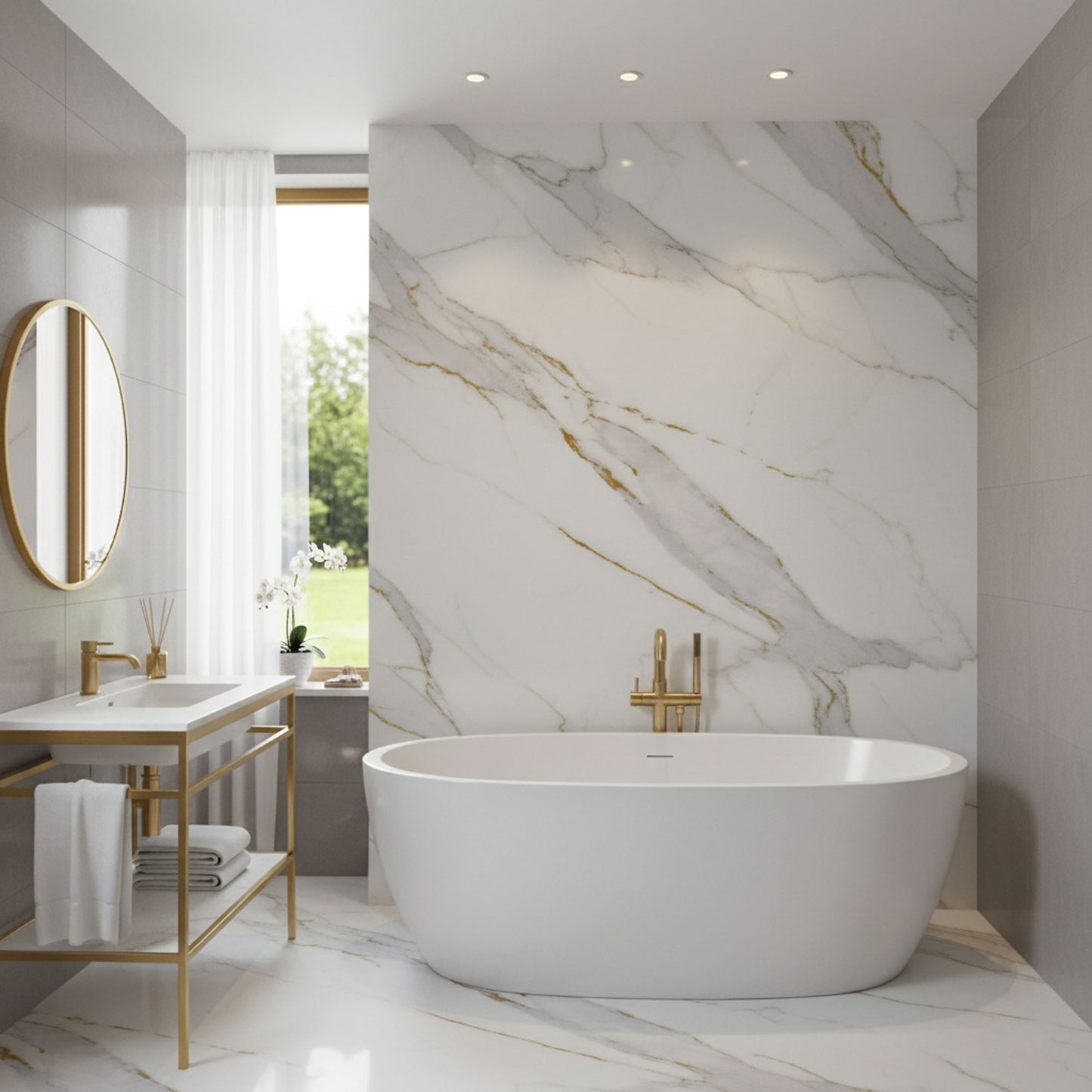 Marble Gold - PVC Gloss Waterproof Wall Panelling