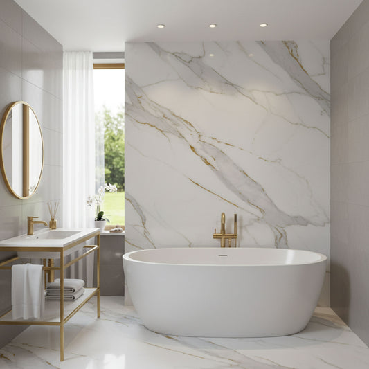 PVC Gloss Shower Wall Panel - Marble Gold (SP9)