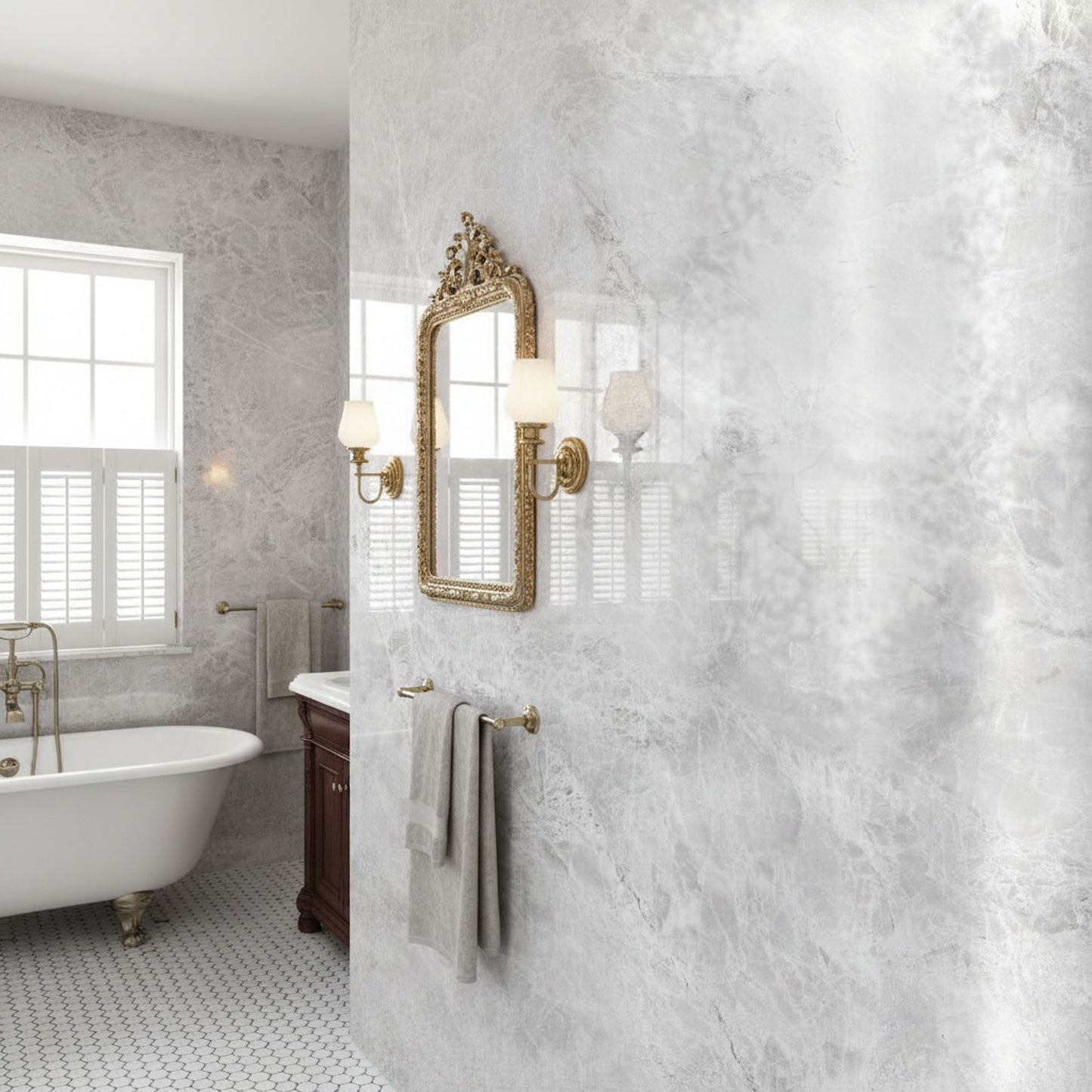 Fino Grey Gloss - PVC Gloss Waterproof Wall Panelling