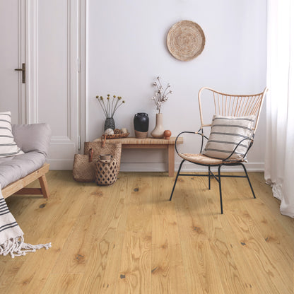 Natural Oak - 14x164x2230mm Light Brushed Engineered Real Wood Flooring (EOTG14x164NAT)