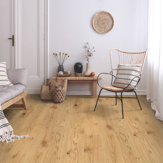 Natural Oak - 14x164x2230mm Light Brushed Engineered Real Wood Flooring (EOTG14x164NAT)