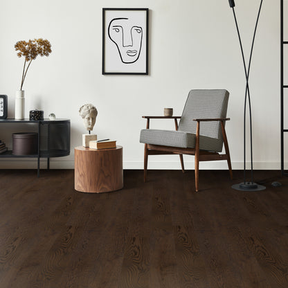 Brown Oak - 14x234x2430mm Light Brushed 5G Click Engineered Real Wood Flooring (EOCL14x234BRO)