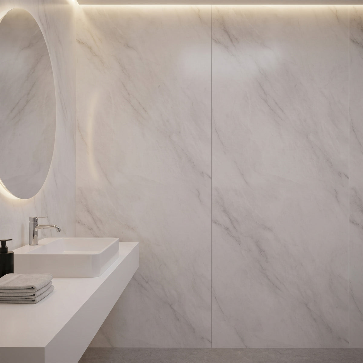 Light Grey Marble - PVC Gloss Waterproof Wall Panelling