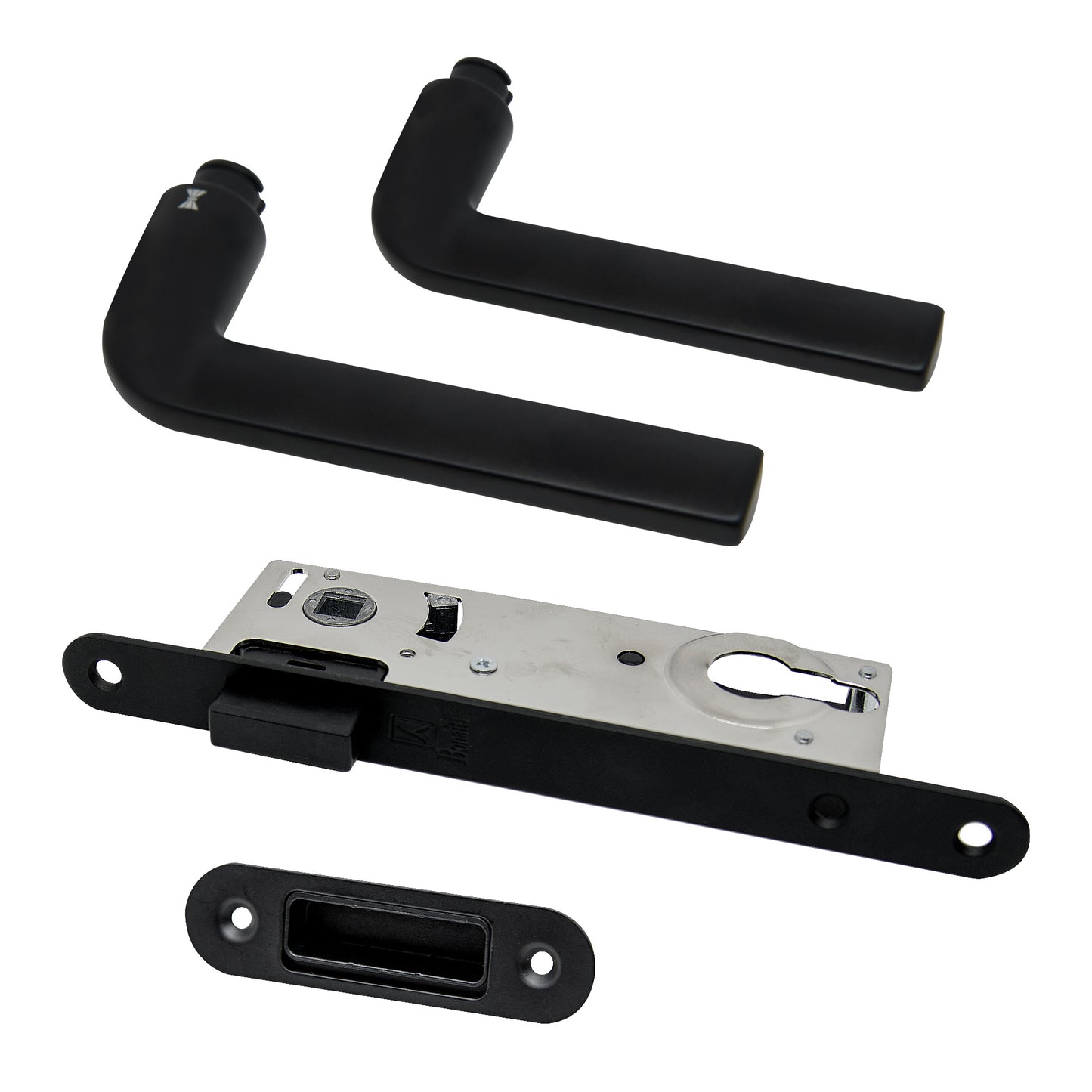Studio Industrial Slim Round Rose Euro Lock Door Handle Set - Matt Black