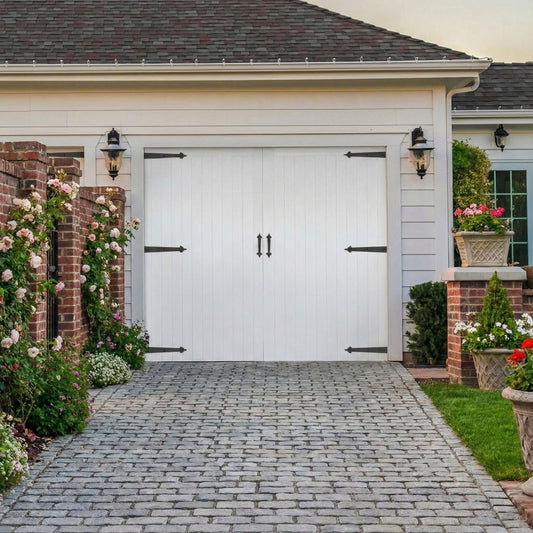 White Painted External Framed, Ledged & Braced Garage Door