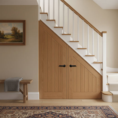 Oak Internal Fully Finished Farley Angled Under-Stair Made-to-Measure Cupboard Door