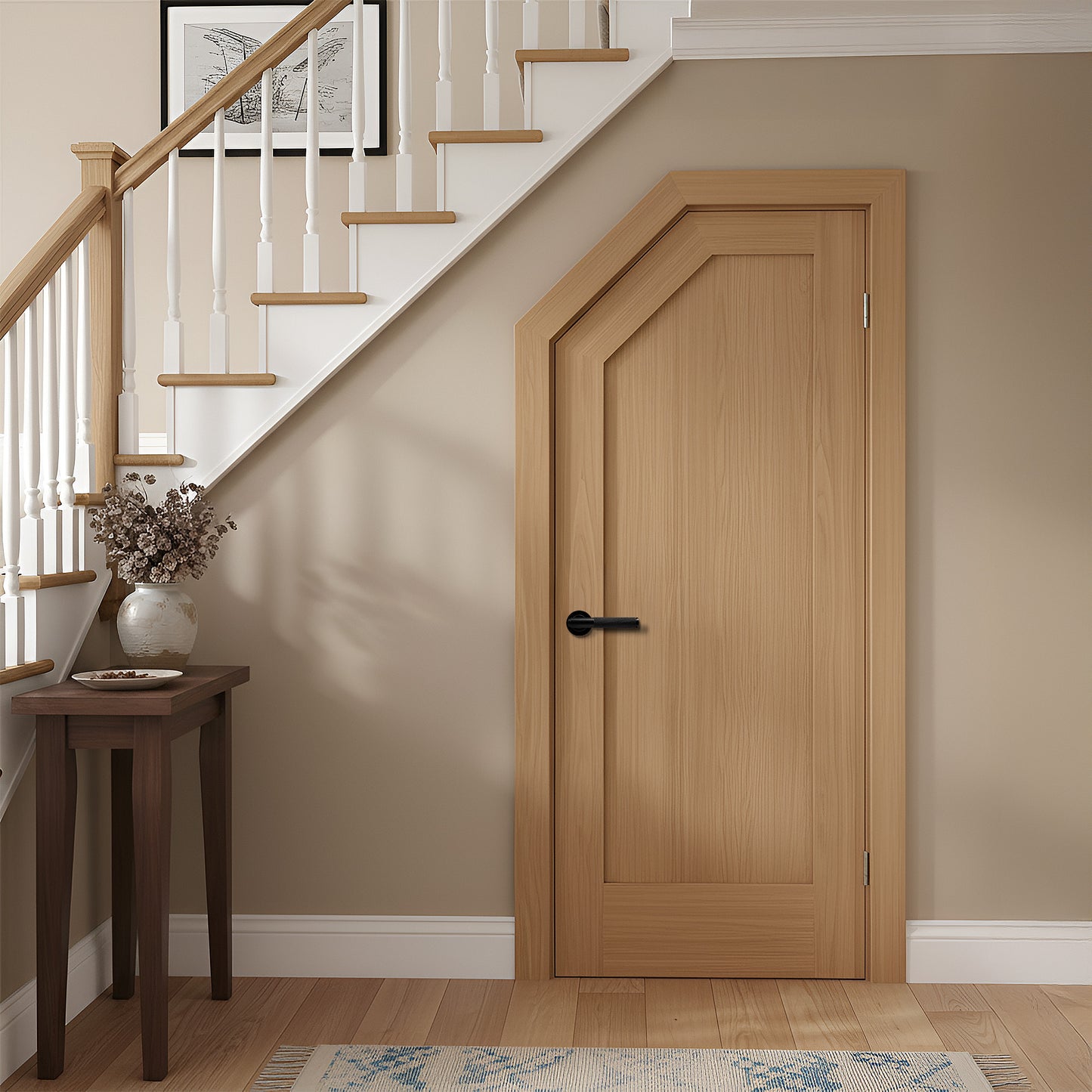 Oak Internal Unfinished Pattern 10 Angled Under-Stair Made-to-Measure Cupboard Door