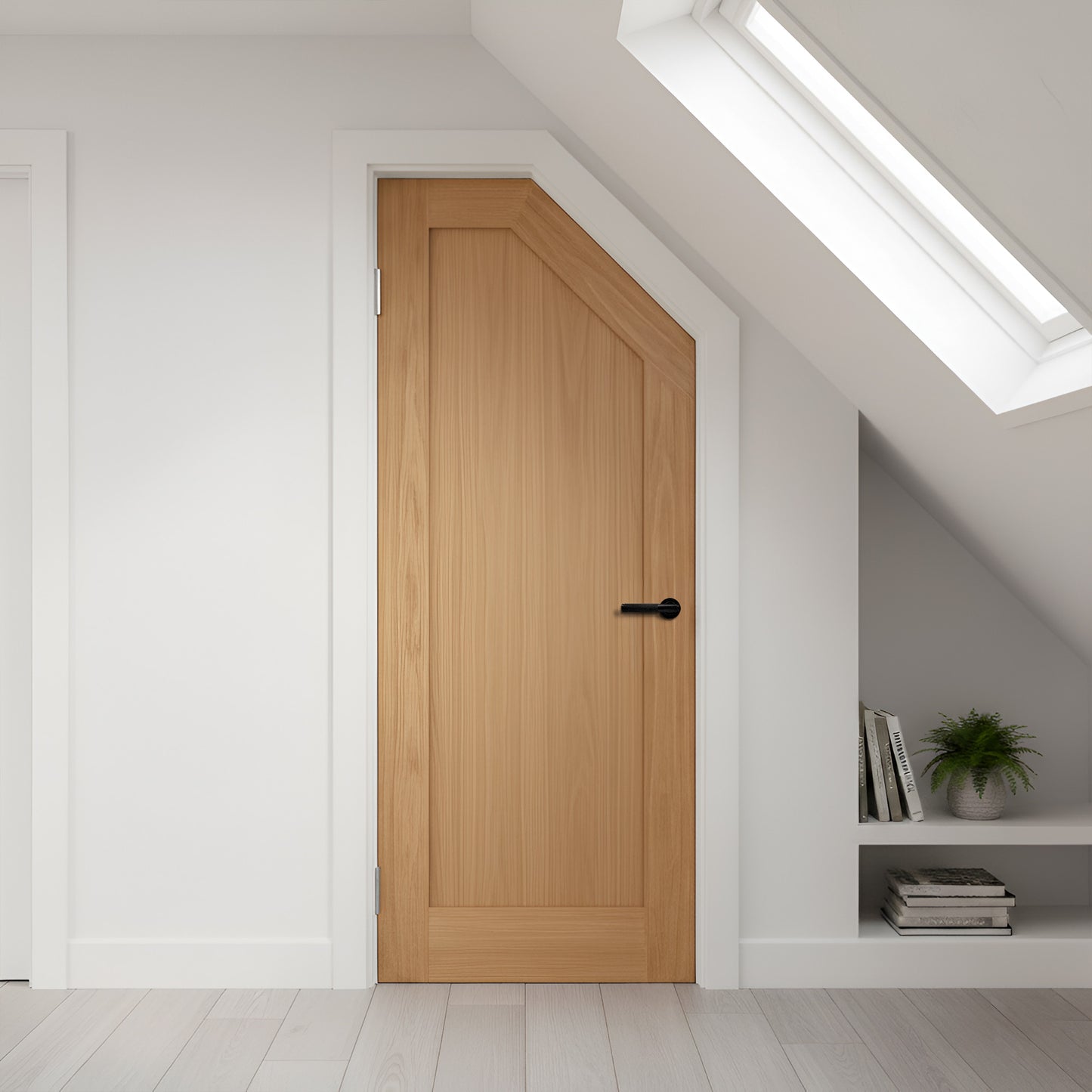 Oak Internal Unfinished Pattern 10 Angled Under-Stair Made-to-Measure Cupboard Door