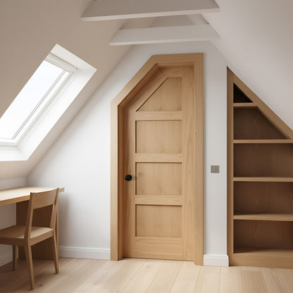 Oak Internal Unfinished Shaker 4 Panel Angled Under-Stair Made-to-Measure Cupboard Door