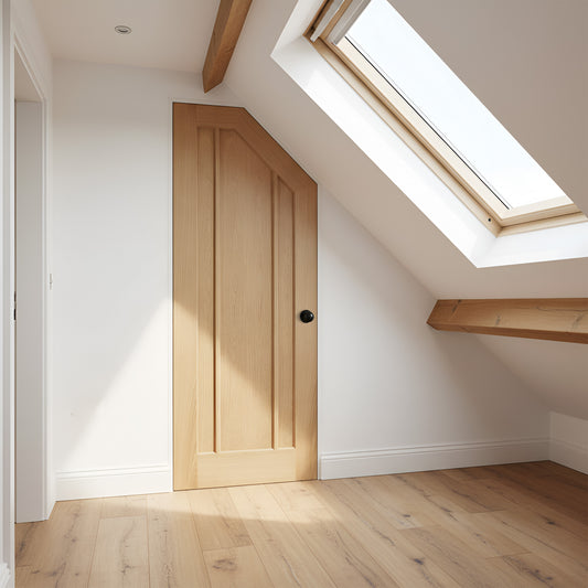 Oak Internal Unfinished Toledo Angled Under-Stair Made-to-Measure Cupboard Door