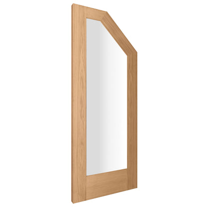 Oak Internal Unfinished Pattern 10 Clear Glass Angled Under-Stair Made-to-Measure Cupboard Door