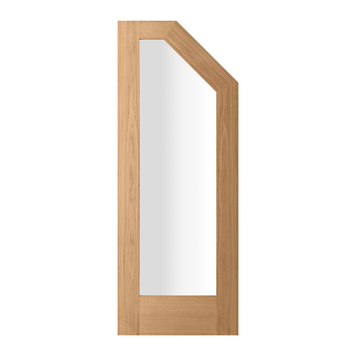 Oak Internal Unfinished Pattern 10 Clear Glass Angled Under-Stair Made-to-Measure Cupboard Door