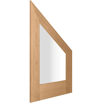 Oak Internal Unfinished Pattern 10 Clear Glass Angled Under-Stair Made-to-Measure Cupboard Door