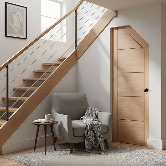 Oak Internal Unfinished Parma Angled Under-Stair Made-to-Measure Cupboard FD30 Fire Door