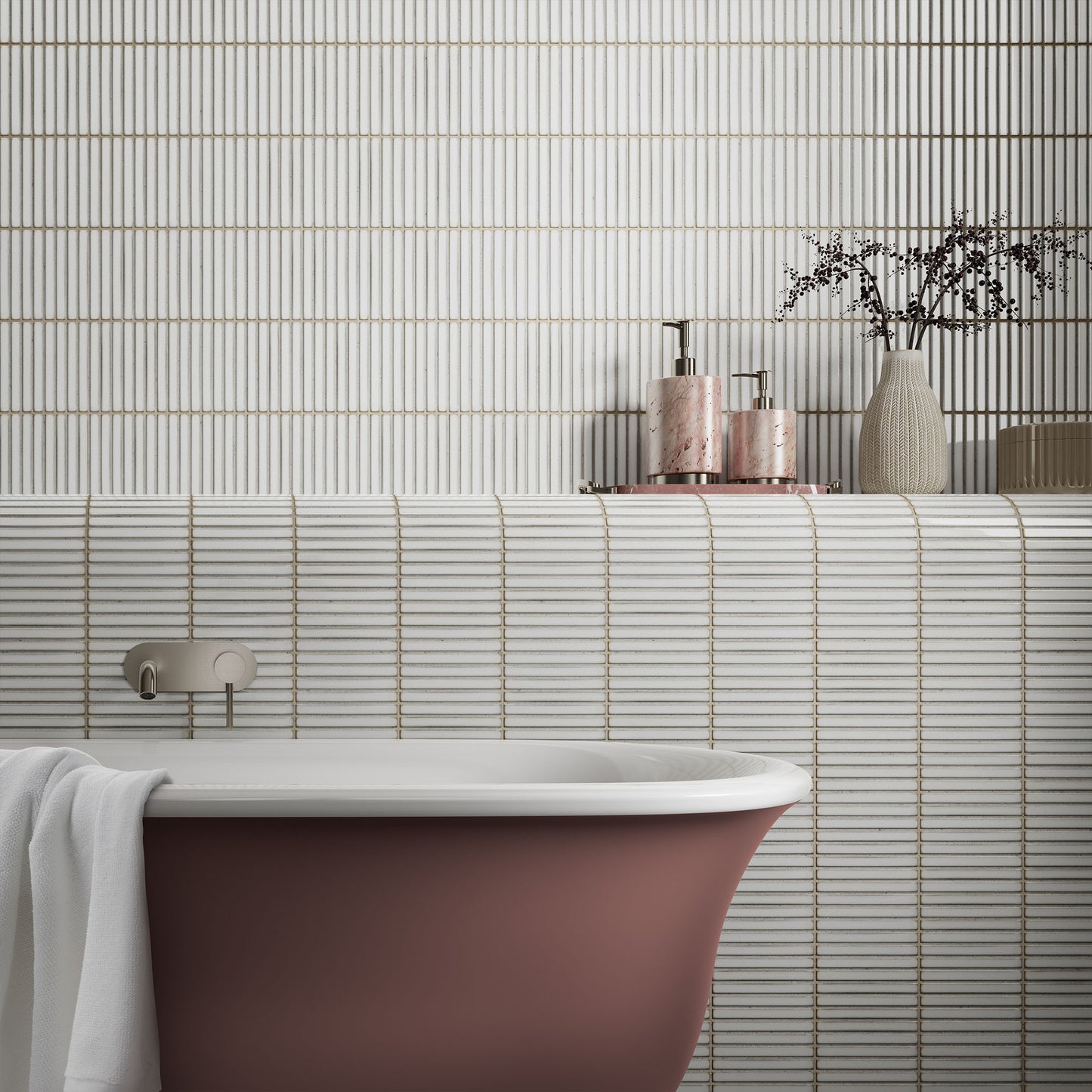 White Gloss - Linear Smooth Mosaic Porcelain Wall Tile