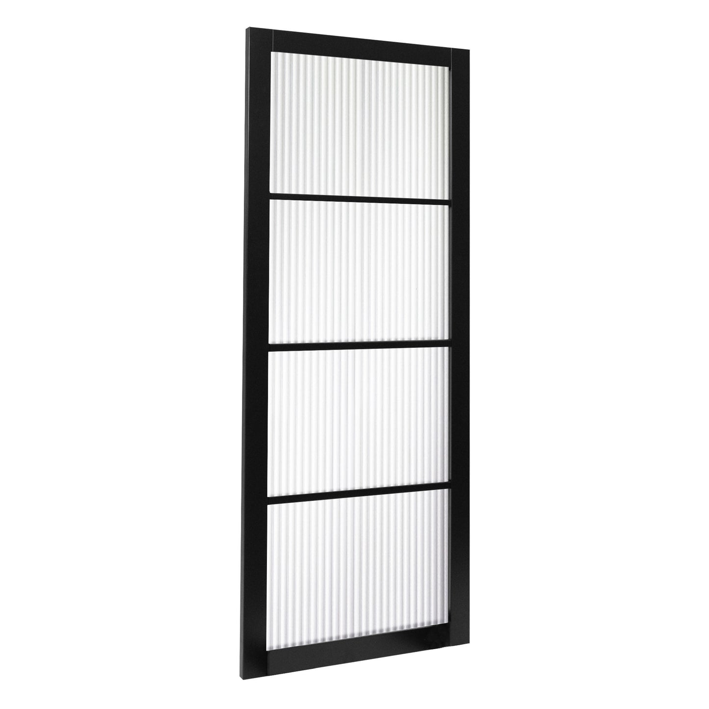Jet Black Internal Fully Finished 4 Light Reeded Glass Industrial Studio Door (STUBL4LREED)