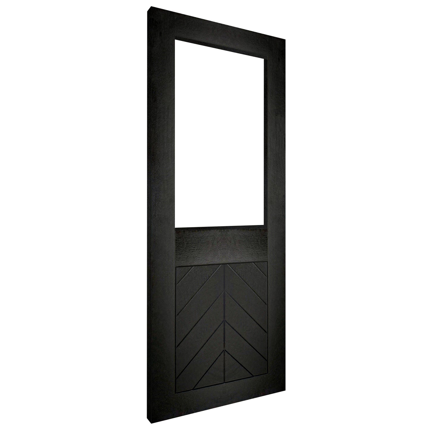 Black Internal Fully Finished Oak Chevron Clear Glass Door
