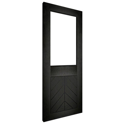 Black Internal Fully Finished Oak Chevron Clear Glass Door