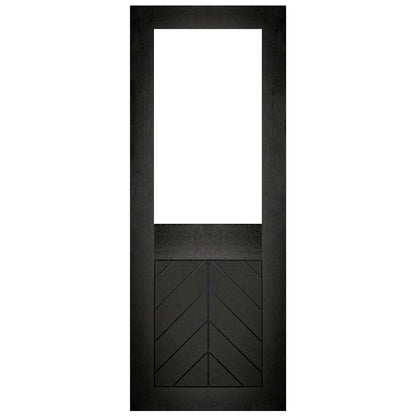 Black Internal Fully Finished Oak Chevron Clear Glass Door