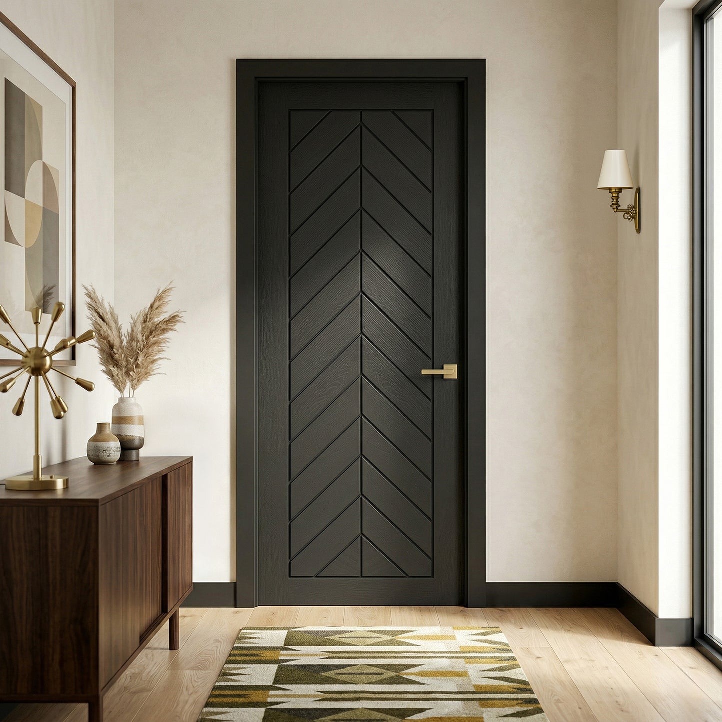 Black Internal Fully Finished Oak Chevron Door