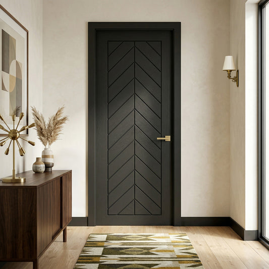 Black Internal Fully Finished Oak Chevron Door