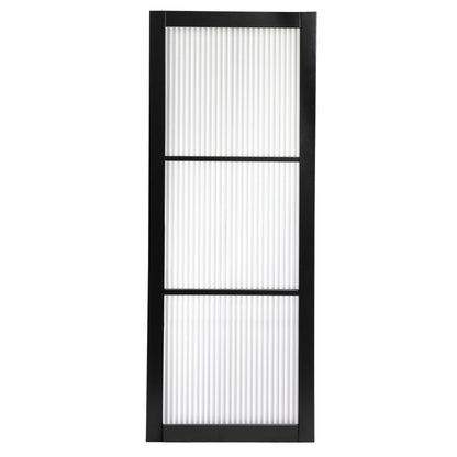 Jet Black Internal Fully Finished 3 Light Reeded Glass Industrial Studio Door (STUBL3LREED)