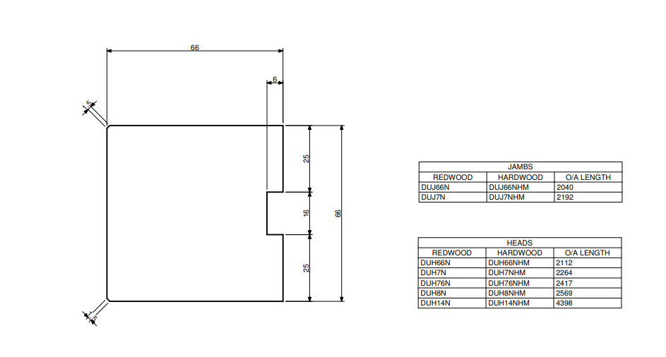 External Universal Unfinished Clear Pine Garage Door Frame (117208)