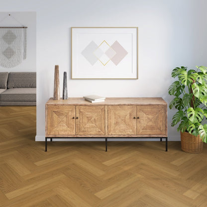 Invisible Light Brushed Oak - Herringbone 14mm Matt Lacquered Engineered Real Wood Flooring (124562)