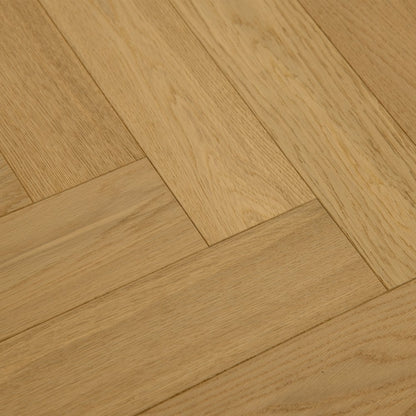 Invisible Light Brushed Oak - Herringbone 14mm Matt Lacquered Engineered Real Wood Flooring (124562)