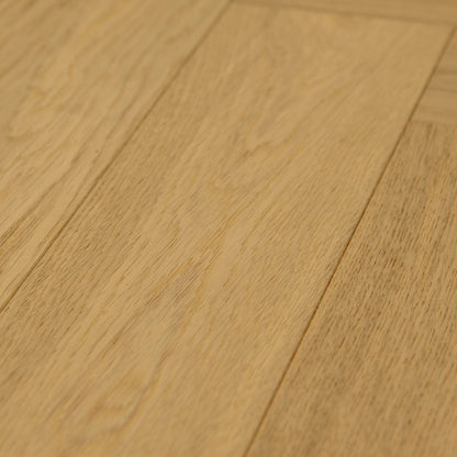 Invisible Light Brushed Oak - Herringbone 14mm Matt Lacquered Engineered Real Wood Flooring (124562)