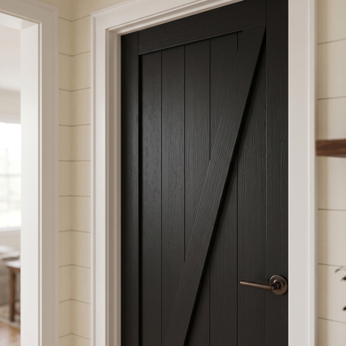 Black Primed 1 Panel Brace Barn Internal Door