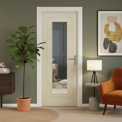 Blonde Oak Internal Fully Finished Endure Laminate Ladder Clear Glass Door (121993)