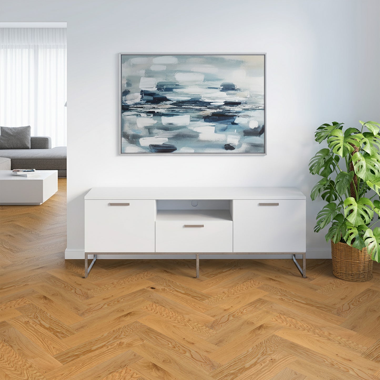 Natural Oak - Herringbone 14mm UV Lacquered Engineered Real Wood Flooring