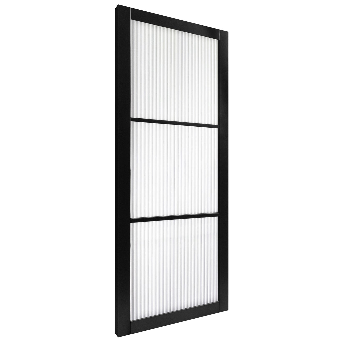 Jet Black Internal Fully Finished 3 Light Reeded Glass Industrial Studio Door (STUBL3LREED)