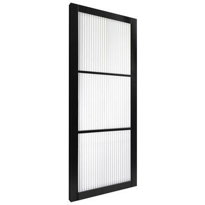 Jet Black Internal Fully Finished 3 Light Reeded Glass Industrial Studio Door (STUBL3LREED)