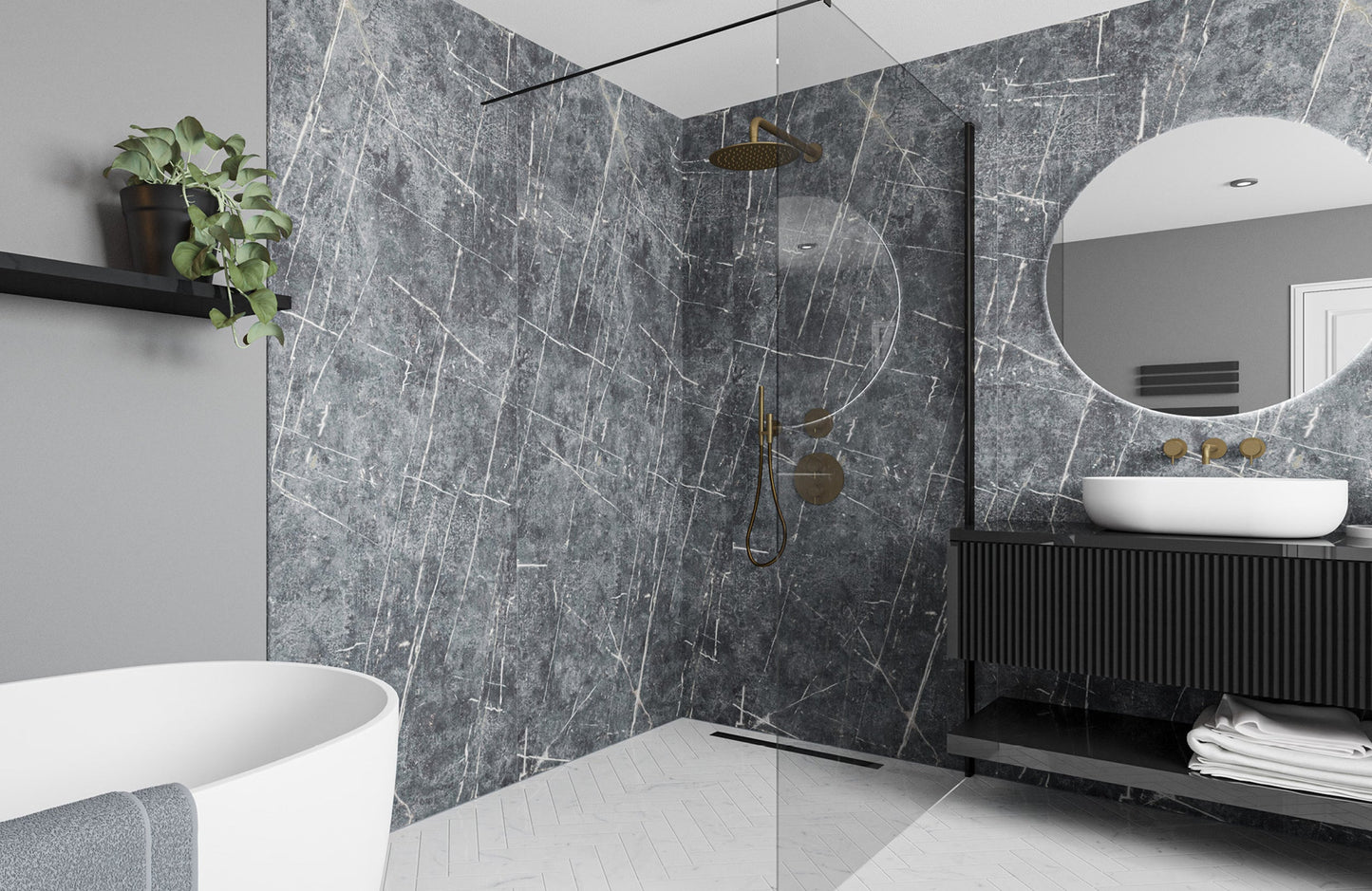 Vienna Blue - 2420 x 600mm Waterproof Wall Panelling