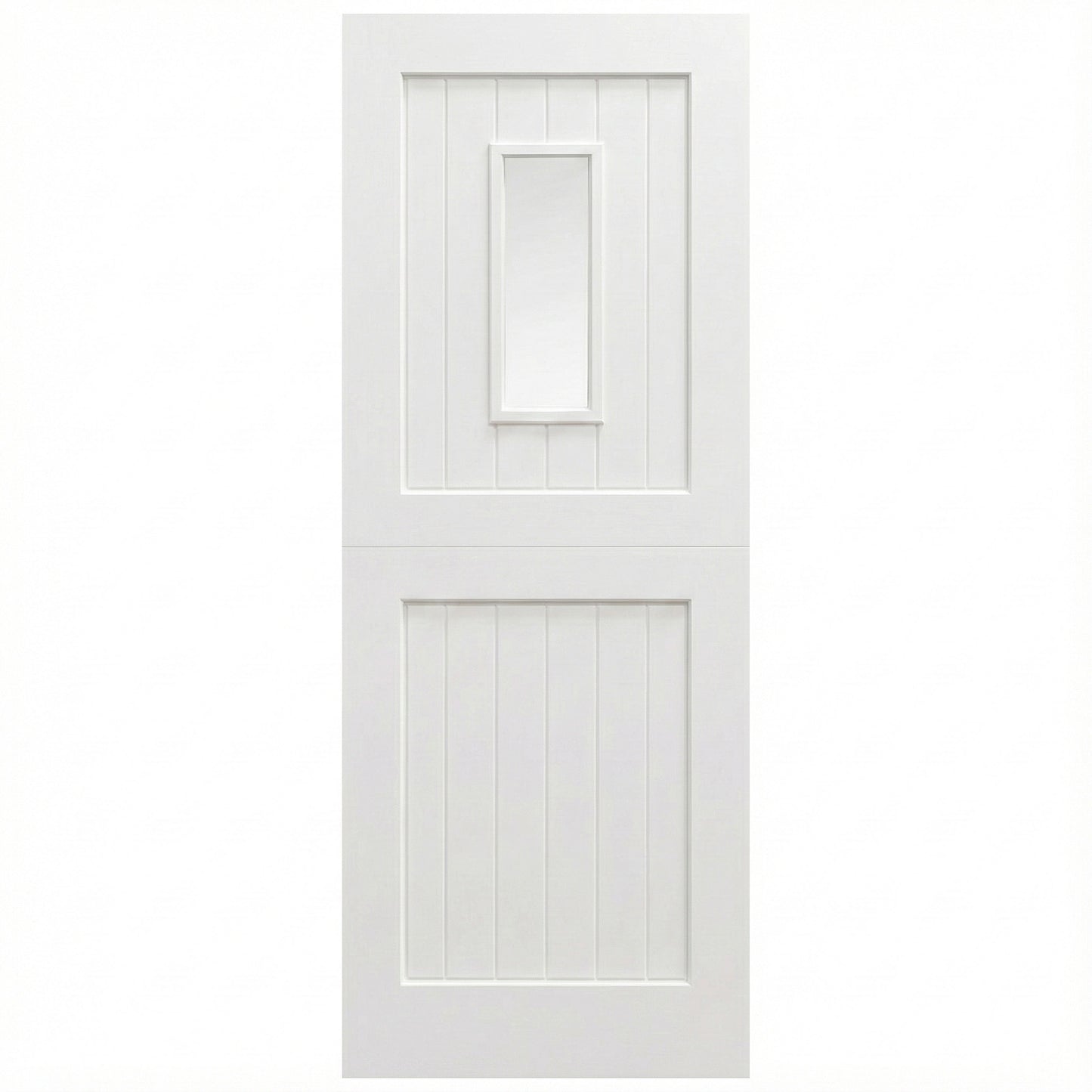 White Painted External Pine 2 Panel 1 Light Clear Glass Stable Door