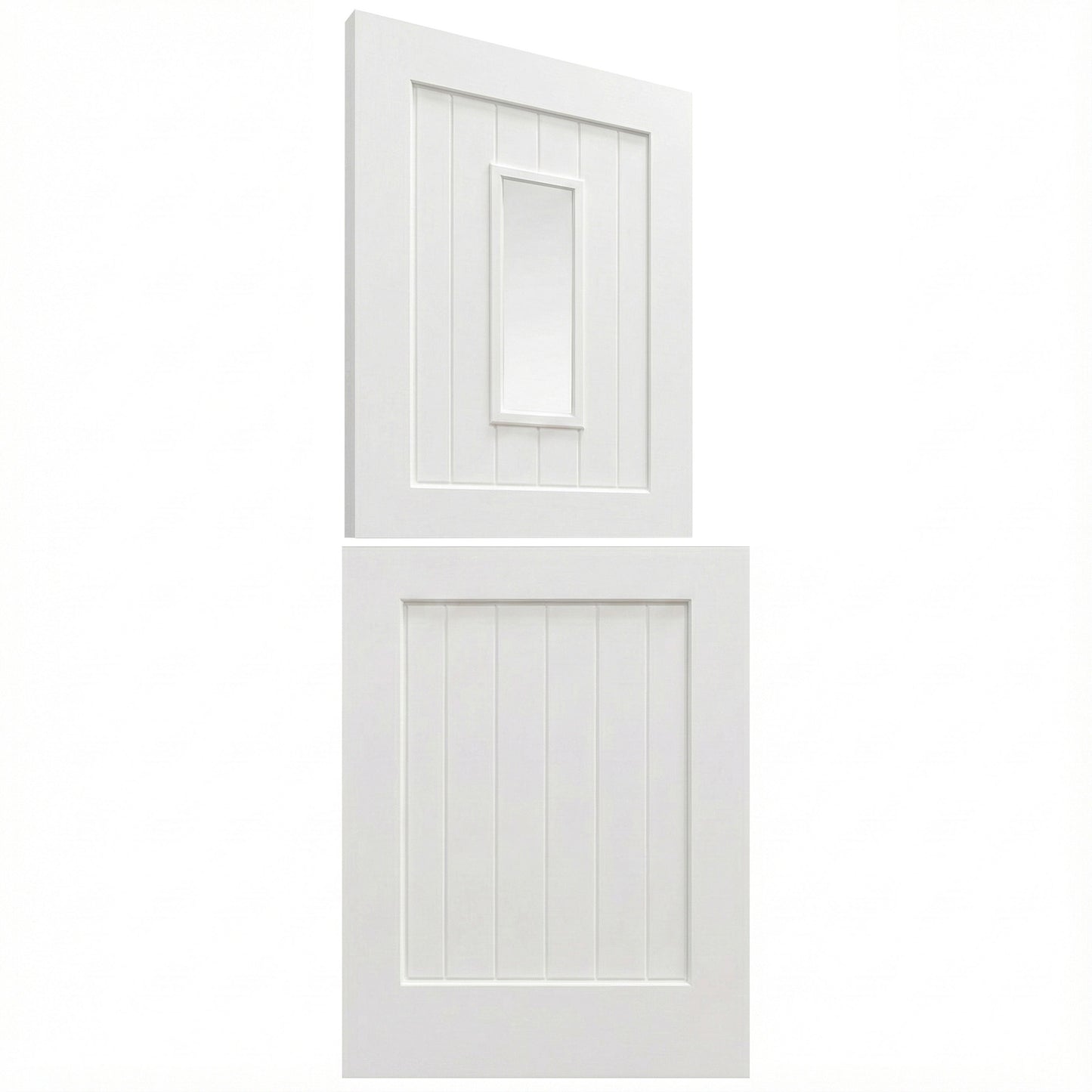 White Painted External Pine 2 Panel 1 Light Clear Glass Stable Door