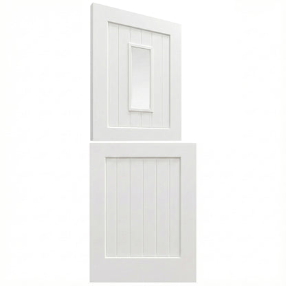 White Painted External Pine 2 Panel 1 Light Clear Glass Stable Door